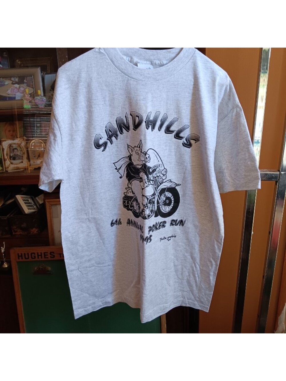Large Vintage Single Stitch T-shirt 1990s Sandhills Colorado Poker Run Pig Biker
